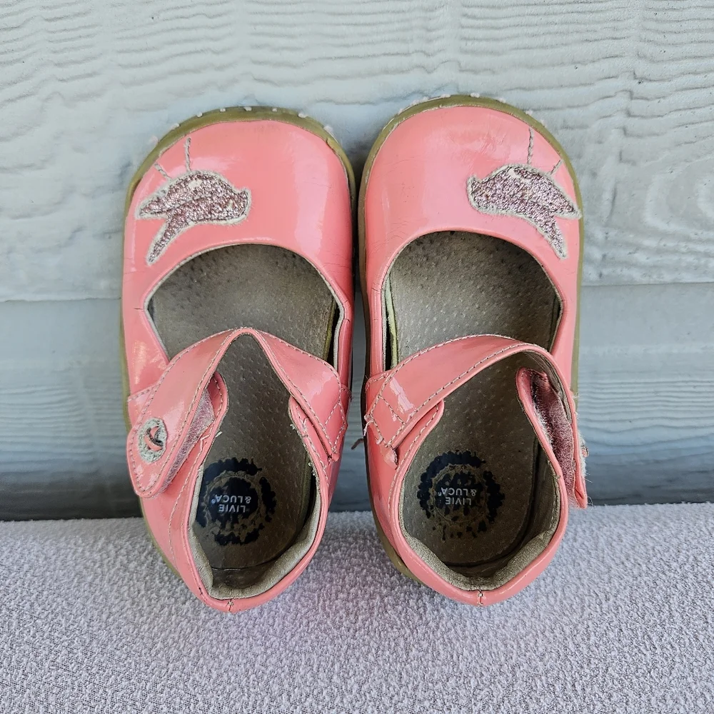 Livie & Luca Pio Pio Sparkle Bird Pink Girl Mary Jane SZ 7 Hook & Loop